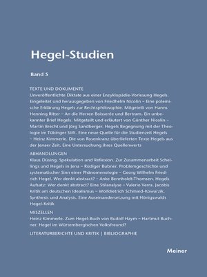 cover image of Hegel-Studien Band 5
